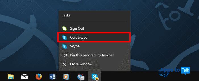 how to remove skype from the taskbar